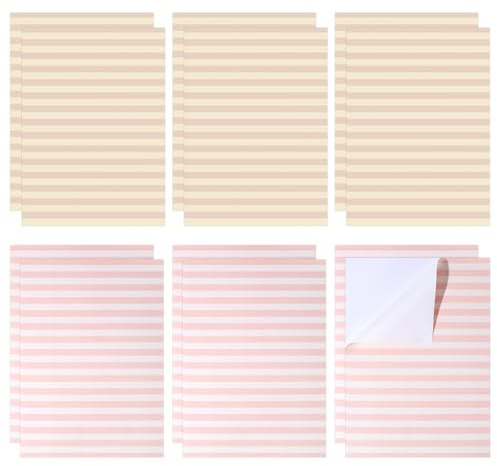 PH PandaHall 12 Blatt 2 Farben Puppenhaustapeten 29.5x20.8cm Rosa Und Orange Streifentapete Aufkleber 1:12 Maßstab Rechteckig Selbstklebendes Bodenplattenpapier Für Sandtisch Baudekoration Zubehör