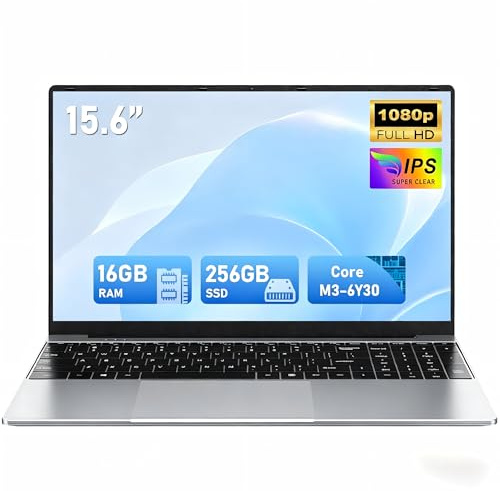 FUNYET Ordinateur Portable,16 Go de RAM,256 Go de SSD,Nouvel Laptop 15,6 Pouces de 2026,PC Portable Core M3 6Y30,IPS FHD 1920 * 1080, Batterie 5000 mAh, pavé numérique,WiFi5