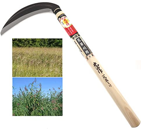 Japanische dicke Handsichel aus Stahl Yasugi Mähen Trimmen Mähen Hartes Gras Unkrautvernichtung Gartenwerkzeug Gartenarbeit Sichel Hergestellt in Japan