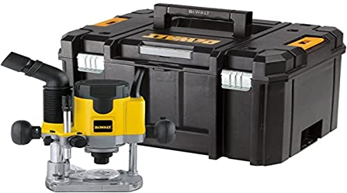 DEWALT 1.400 Watt Oberfräse DW622KT (Konstante Drehzahl durch Vollwellenelektronik, Sanftanlauf, feinjustierbare Frästiefeneinstellung, Spindelarretierung, Alu-Druckgussgehäuse mit präziser Führung)