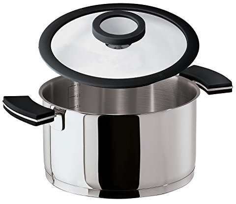 Sambonet 12 O'Clock Grey Casseruola Alta 2 Manici con Coperchio, Acciaio Inossidabile, Grigio,16 cm