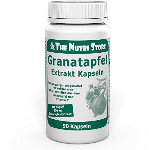 Granatapfelextrakt 500 mg Kapseln 90 Stk. - Nahrungsergänzungsmittel mit sekundären Pflanzenstoffen aus dem Granatapfel und Vitamin C