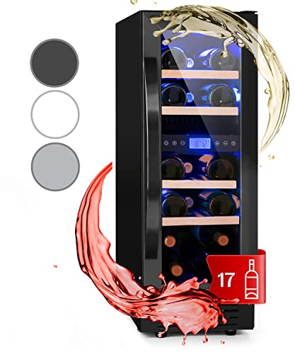 KLARSTEIN Cantinetta Vino Design da Incasso, Refrigerata a Zona Doppia per Vino Rosso, Bianco e Birra, Frigo per Esterno/Interno, 53L, 17 Bottiglie