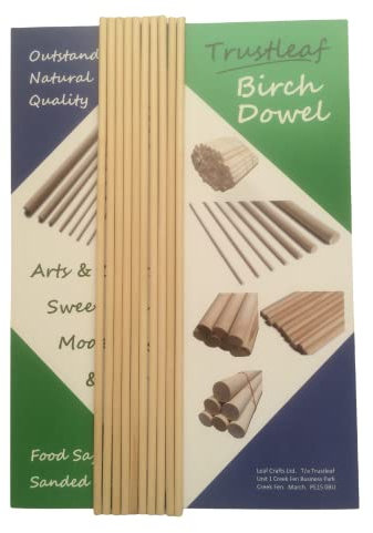 Trustleaf Tasselli in legno massiccio di betulla, 5 mm x 30 cm, 10 tasselli