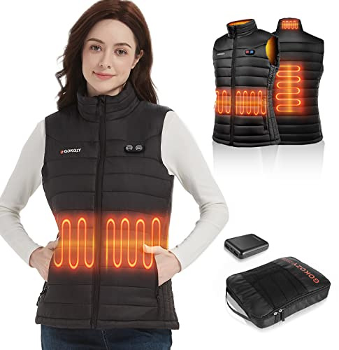 Gokozy Heated Gilet women with battery pack,womens Heated Vest ldeal Heated Body Warmer for women in Harsh OutdoorCondition-Thanksgiving Gift