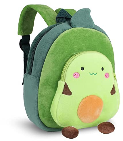 BAIGIO Kinderrucksack Kleinkind Schulrucksack Leichte Rucksack Tiere Kindergartentasche Plüsch Schultasche Vorschule Jungen Mädchen 3D Cartoon Vorschule Rucksack Avocado