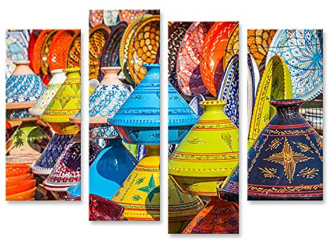islandburner Quadro su tela Tajine al mercato di Marrakech Marocco Quadri Stampe Immagini Murale Decorazione da parete