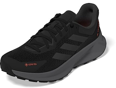 adidas Terrex Soulstride Flow Gore-Tex Trailrunning-sko för män, Core Black Grey Six Impact Orange, 40 EU