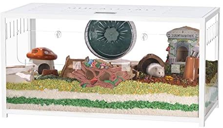 BUCATSTATE Hamsterkäfig Metall 2,0 - Kleintierlebensräume Groß stapelbar mit tiefem Graben 100 * 50 * 52,5 cm für Zwerghamster, Meerschweinchen (57,7 Gallonen Weiß)