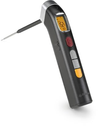 Polder Grill Partner Instant Read Thermometer for Grilling with Foldable 10 Probe, 10 Preset Temperatures and Built-in Torch Light