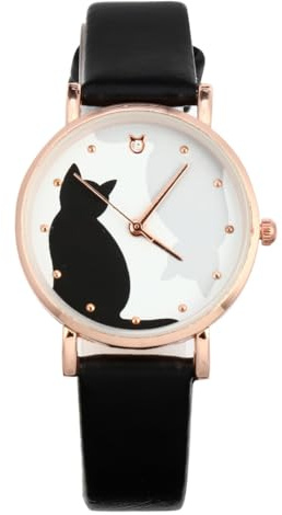 Hemobllo Montres Mignonnes Montre Les Enfants Montres De Chat pour Femmes - -Bracelets pour Femmes Mignonnes À Bracelet en Cuir PU Femmes Montre De Dessin Animé