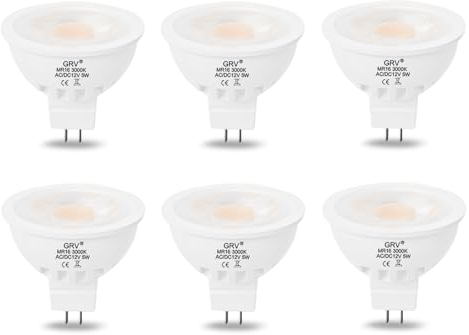 GRV MR16 GU5.3 LED Birne AC/DC12V 5W Äquivalent 50W Halogenlampe LED Scheinwerfer Track und Innenbeleuchtung Downlight Nicht dimmbar Warmweiß 6 Stück