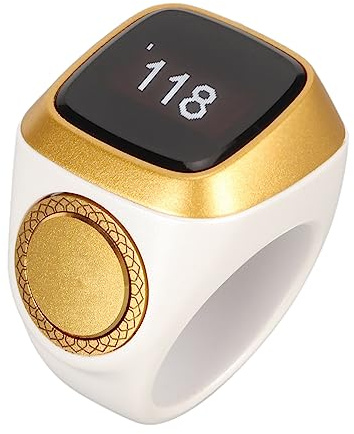 Anello Contapassi Digitale, Contapassi Ricaricabile USB Contapassi Portatile da Corsa a Piedi Schermo LCD da 0,49 Pollici Anello Contapassi, Supporto APP BT5.1 18 Mm (Bianco)