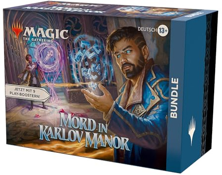 Magic: The Gathering – Mord in Karlov Manor Bundle – 9 Play-Booster, 30 Länderkarten + exklusives Zubehör (deutsche Version)