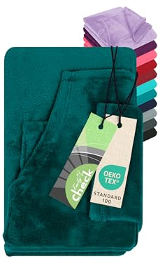 Emily´s Check Coral Fleece 1609.2345 - Coperta per TV con maniche e marsupio, colore: petrolio