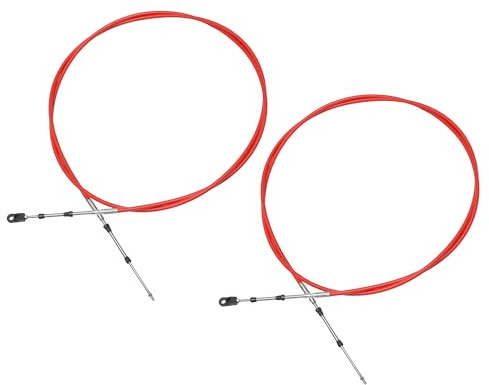 QUARKZMAN Câble De Commande Des Gaz Rouge 2 Pcs Pour Bateau Marin | Longueur 300cm/10ft, Matériau Acier Inoxydable Et Caoutchouc, Filetage M5x0.8, Pour Contrôle Des Gaz Et Changement De Vitesse
