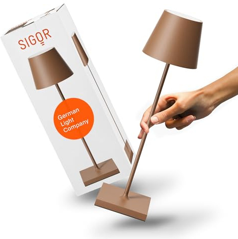SIGOR Nuindie 2.0 LED Akku-Tischlampe, mokkabraun