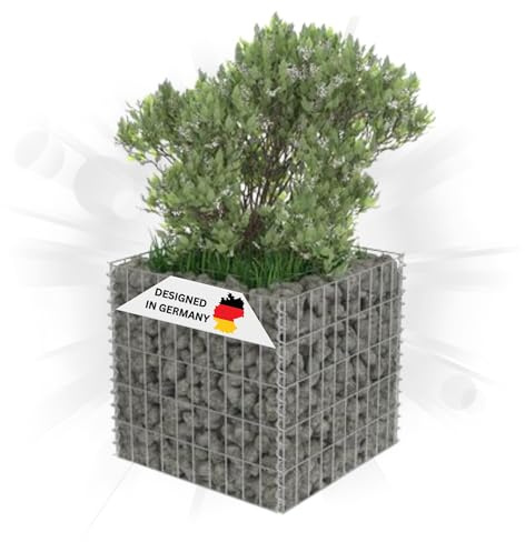 DELUKE Gabionen Hochbeet ROON aus Stahl | 50×50×50cm | Steinkorb Gabionengitter Ziergabione Steingabione Drahtkorb befüllbar
