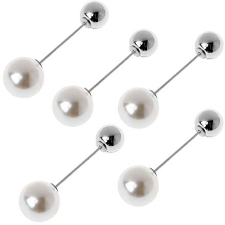 BYUTFA 5 Teile/Satz Imitation Doppel Perle Brosche für Kreative Pullover Schal Clip Schal Pins Schmuck Dekor Kleidung Anstecknadel für W