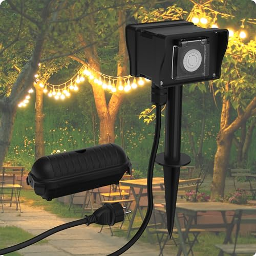 ANSMANN Outdoor Zeitschaltuhr AES8, mechanischer 24-Stunden-Timer wiederholt täglich die eingestellte Zeit, max. 16A / 3680W, IP44, ideal für deinen Rasen oder Beet im Garten, Hof, Balkon, Terrasse