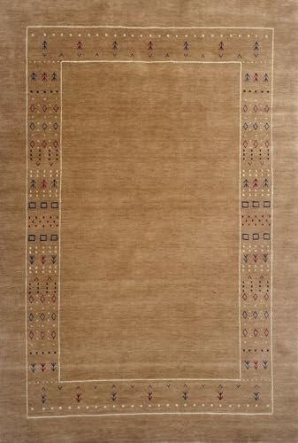 Orientmatta 170 x 240 cm av 100% ull – handvävd – hög lugg – mjuk och varm – ljus persika – klassisk design för vardagsrum, matsal, sovrum, AC1
