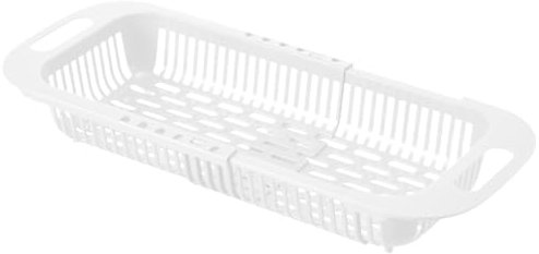 ulafbwur Abtropfsieb für die Spüle, multifunktional, lebensmittelecht, ausziehbar, für Obst und Gemüse, Sieb, Schüssel, Geschirr, Behälter, Küchenzubehör, Weiß