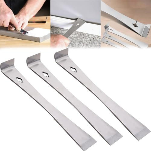 Woodworker's Multi-Purpose Magic, 10 Stainless Steel Pry Bar Scraper, 3 In 1 Woodworking Tool - Chisel, Nail Puller and Angled Pry Bar, for Banging, Pulling & Prying (3 Pack)