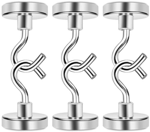 Dawumin Magnethaken extra stark 38kg, 32mm Neodym Magnet mit Haken, Magnetic Hooks Hakenmagnet, Starke Magnete mit Haken für Camping Küche Bergungsmagnete (6pcs)