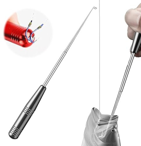 Edelstahl Angeln Abhaken Entferner Tragbarer Angelhaken Entferner Aushaken Extractor Angelzubehör Tragbares Angelzubehör für kleine und große Angelhaken (Schwarz)