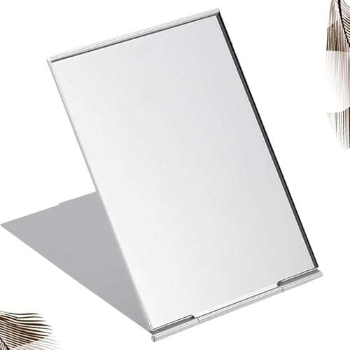 Baluue Klappspiegel Schminkspiegel Tragbarer Kosmetikspiegel Einseitiger Reisespiegel Für Zuhause Büro Reisen Und Outdoor Faltbar 6.69 X 5.12 X 0.12 Zoll Silber