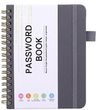 Passwort-Tagebuch, Notizbuch, Spiralbuch, Passworthalter, Passwort-Notizbuch, A6, Aufzeichnungsbücher, Adress-Organizer zum Organisieren von 56 Seiten