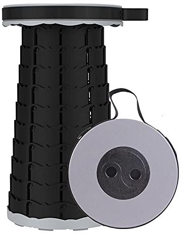 Tragbarer Teleskop-Campinghocker mit verstellbarem Schultergurt, leicht, kompakt, zusammenklappbar, für Outdoor-Aktivitäten, unterstützt bis zu 150 kg, Grau, 5 Stück