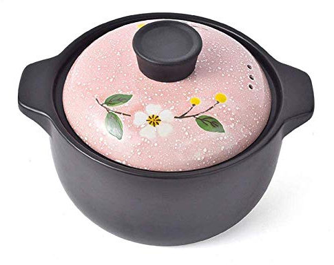 CVQJL Cacerola de Cerámica con Tapa, Cazuela de Barro Cazuela de Barro Cazuela de Barro de cerámica Cazuela ecológica y Saludable, Resistente al Desgaste, sartén Antiadherente Capacidad de 3L ()