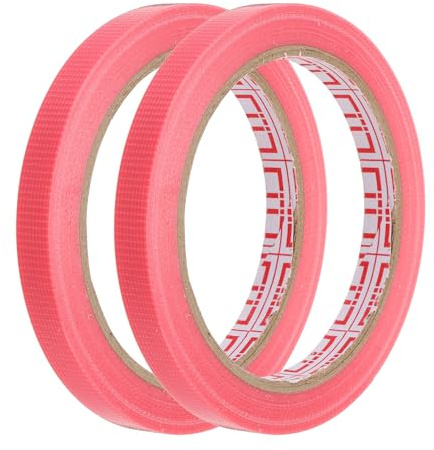 sourcing map 2 rollos de cinta de tela para arnés de alambre de 10 mm x 20 m, 0,2 mm de grosor, cinta adhesiva resistente al calor para costura de alfombras, cable fijo, color rosa