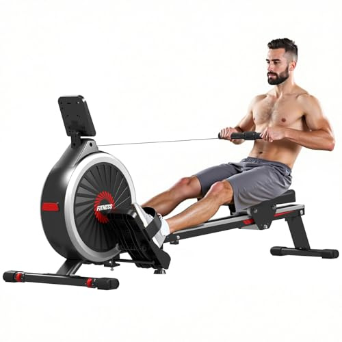 Dskeuzeew Rameur pour la Maison, Silencieux, magnétique, Pliable, avec 16 Niveaux de résistance, Maximum 150 kg