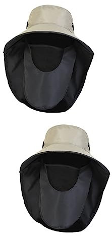 DEARMAMY 2 STK Fischerhut Im Freien Kappe Hut Für Männer Sonne Mütze Für Männer Schützend Regenhut Golfschirm Hut Mit Breiter Krempe Männer Hüte Eimerhüte Uv Block Baumwolle Polyester Beige