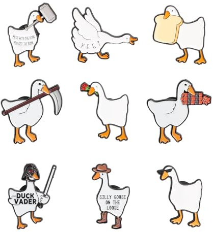 BRITIVIVE Emaille Pin Ente 9 Stück Anstecker Pin Emaille Brosche Metall Enten Brosche Anstecknadel Set DIY Kreation Enamel Pin für Rucksäcke Schmuck Hüte Jackendekoration Funny Anstecknadel