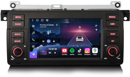 Erisin Qualcomm 8-Cœur 8GO+128GO 7 Pouces Android 14 Autoradio Bluetooth GPS Navigateur pour BMW Série 3 M3 E46 318 320 Rover 75 MG ZT CarPlay sans Fil Android Auto WiFi 4G DSP USB RDS Dab+ Canbus