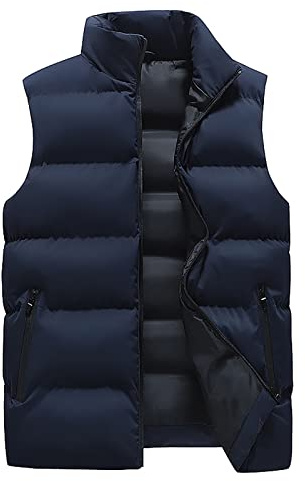 Daunenweste Herren Outdoor ärmellose Weste Warm Steppweste Oversized Westen mit Taschen Winterweste mit Reißverschluss Stehkragen Freizeitweste Klassische Herrenwesten Winter Laufweste M-5xl