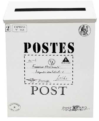 rongweiwang Väderbeständig brevlåda Stor brevlåda för tidskrifter och tidningar Väderbeständig Överhängande lock och vattentät Skyddar post mot vind och regn, Vit, 30x23x6 cm