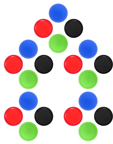 Hemobllo 20 Discos para Hockey de Aire de 64 MM Repuestos de Plástico Resistentes y Juego Multicolor Rojo Azul Negro Verde Accesorios para Mesa de Hockey de Aire en Hogar y Fiestas