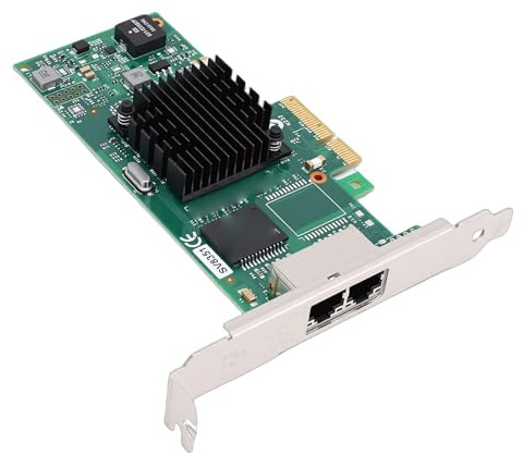 ciciglow Nic Gigabit de 2 Puertos, Tarjeta de Red de 1Gb con Puertos RJ45 Duales, Tarjeta Ethernet Express 2,0 X4, Adaptador Ethernet para Chip de I350-T2