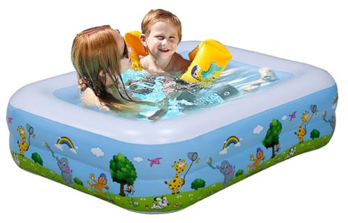 Piscina gonfiabile per bambini – bacino quadrato pieghevole in PVC ispessito lungo 2,1 m, infrastruttura di contenimento idrostatico multistrato saldato longitudinalmente