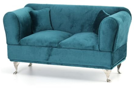 KiBcsLic Boîte à Bijoux Femme Organiseur Coffret Rangement Tiroirs Étui Velours Élégant sur Pieds Métal Protège des Rayures et, Vert Paon, Fauteuil 11.5 8.5 10cm