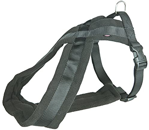 TRIXIE Premium Touren-Geschirr Größe L–XL: Brustumfang 70–110 cm/25 mm in schwarz - sportliches Hundegeschirr mit angenehmer Vliespolsterung, stufenlos verstellbar für sehr große Hunde, 204201