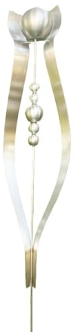 Gartendekoshop24 – Gartendeko, Stab Edelstahl 200 cm. Handgefertigter Design Gartenstab „Julia“, Gartenstab aus Edelstahl, mit 6 Edelstahlkugeln, gebürstet. Design Edelstahlstab für draußen.