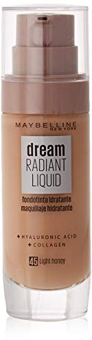 Maybelline Fondotinta Dream Radiant Liquid, Fondotinta liquida, 45 Light Honey, 30 ml