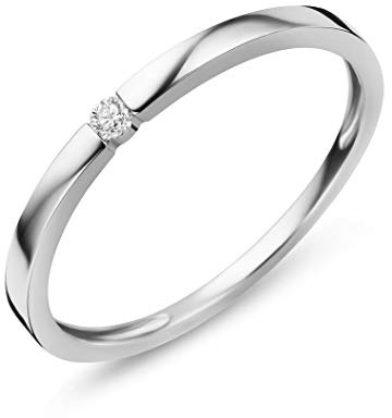 Orovi Diamantring för kvinnor i vitt guld, förlovningsring 9 karat (375) guld och diamantbriljanter 0,03 ct, solitärring, Guld, Diamant