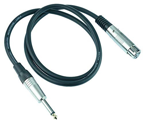 6.35mm 1/4 Mono Jack Plug to XLR Female Socket Lead - Microphone Signal Cable (1M Length)