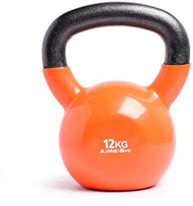 RPOLY Kettlebell Vinyl, Kugelhantel aus Gusseisen, Kettlebell Kugelhantel Geeignet für Anfänger und Fortgeschrittene/Gym Startseite,Orange-12kg_A